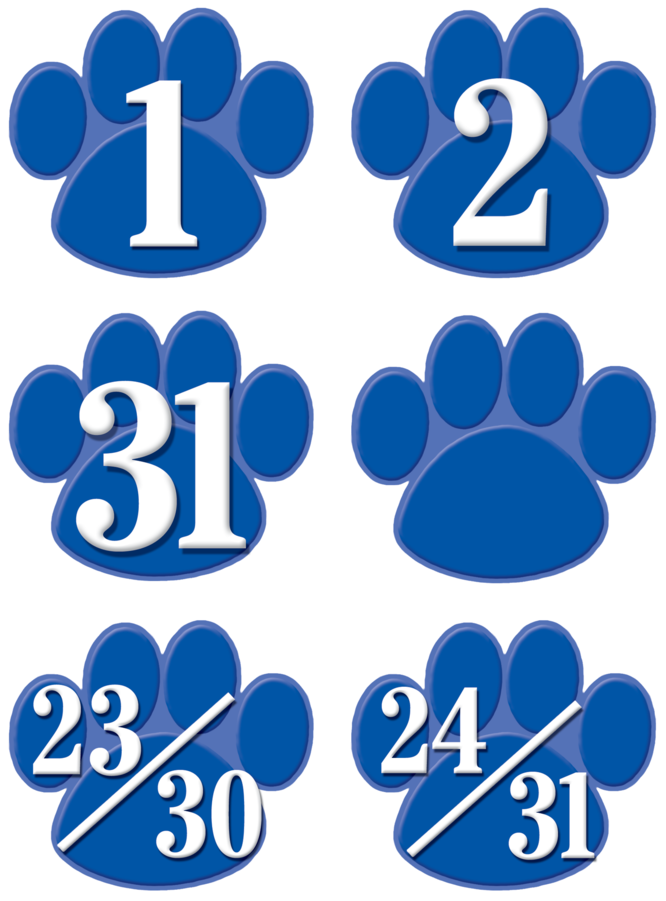 Blue Paw Print Calendar Icons