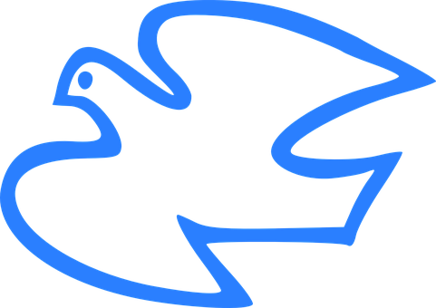 Blue Peace Dove Silhouette PNG with transparent background