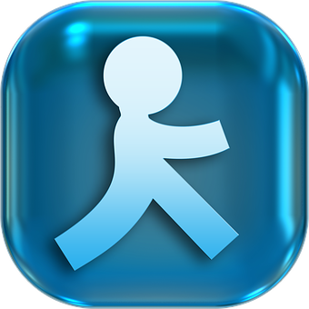 Blue Pedestrian Sign Icon