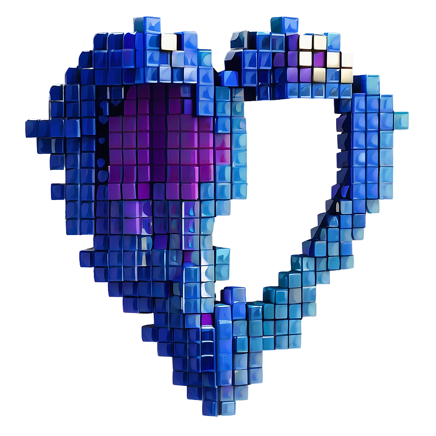 Blue Pixel Heart Png 12