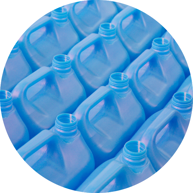 Blue Plastic Bottles Array