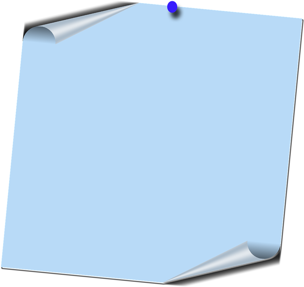Blue Postit Note Pinned PNG with transparent background