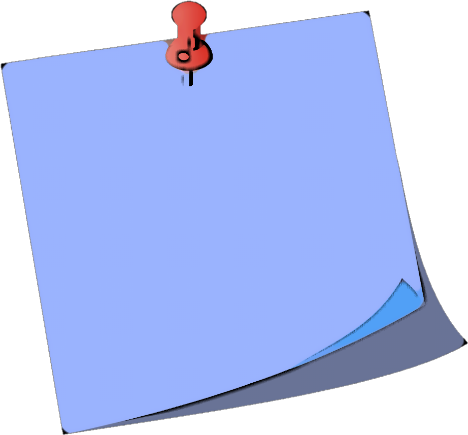 Blue Postit Notewith Red Push Pin PNG with transparent background