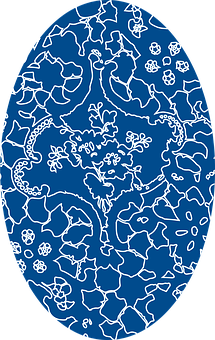 Blue Pysanka Egg Pattern PNG with transparent background