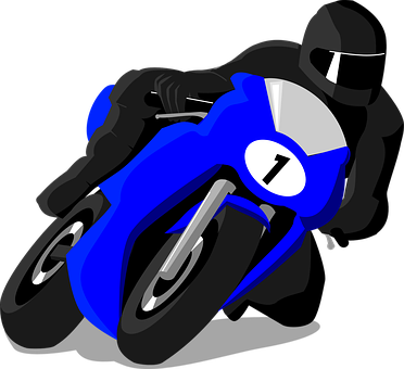 Blue Racing Motorcycle Vector PNG with transparent background