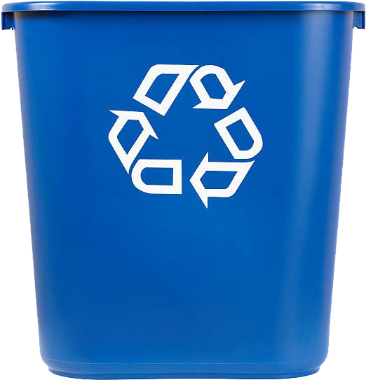 Blue Recycling Bin White Recycle Symbol