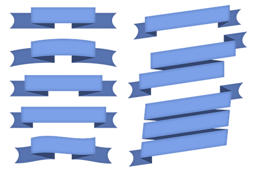 Blue Ribbon Banners Set PNG with transparent background