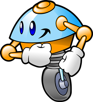 Blue Robot Cartoon Character PNG with transparent background
