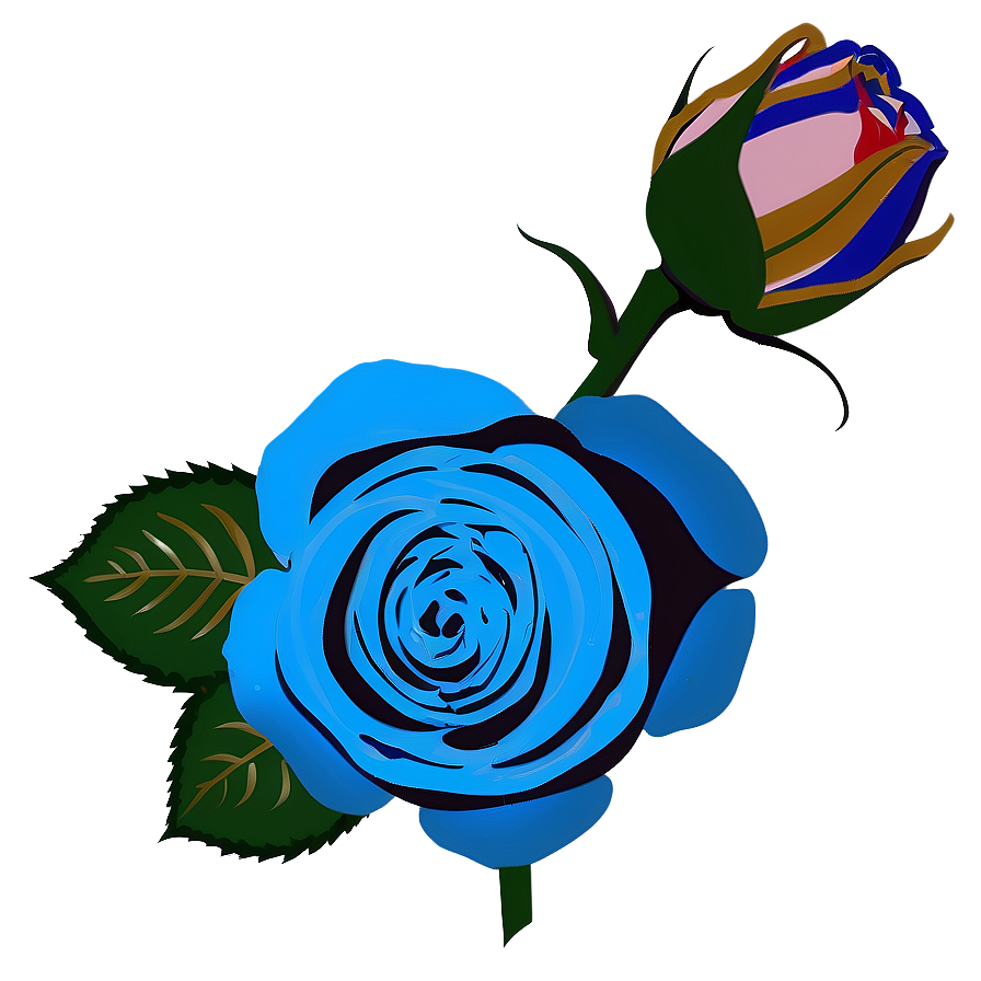 Blue Rose Outline Png 32