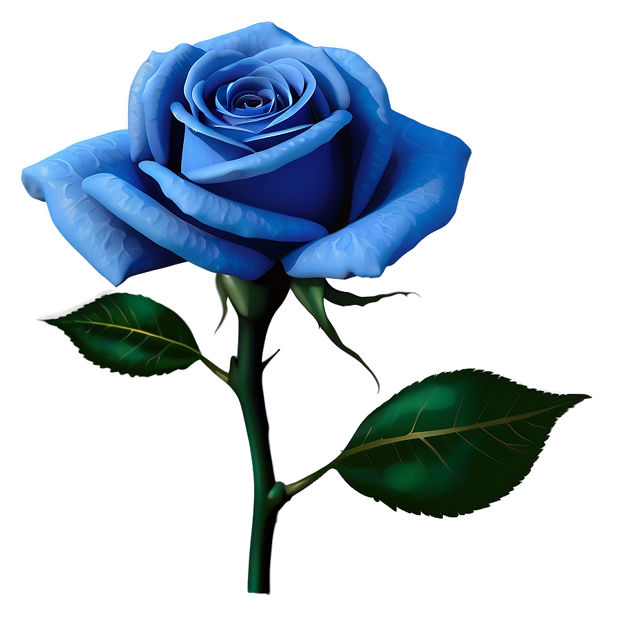 Blue Rose With Leaves Png 06202024