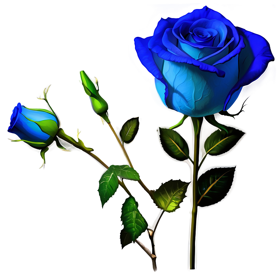 Blue Rose With Stem Png Gny21