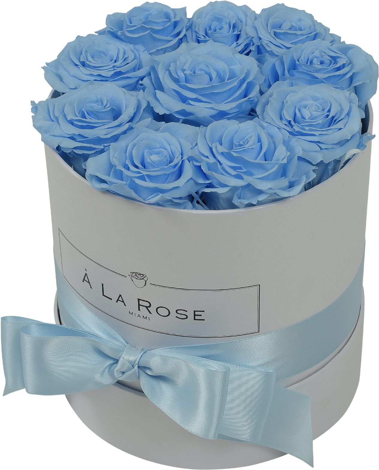 Blue Rosesin White Round Box