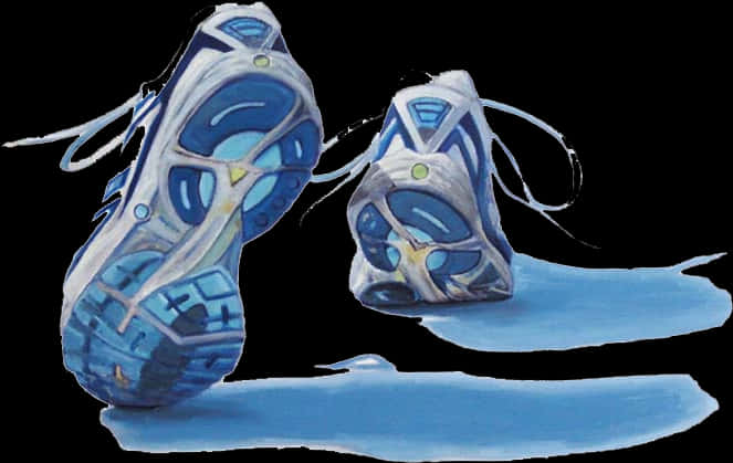 Blue Running Shoes Artistic Representation PNG image with a transparent background, free high-resolution download
