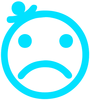 Blue Sad Face Cartoon PNG with transparent background