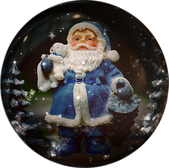 Blue Santa Snow Globe Christmas Decoration PNG with transparent background