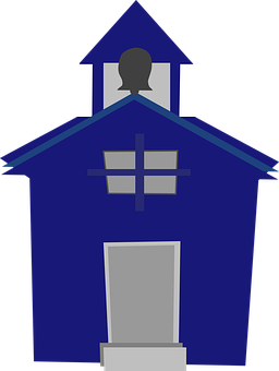 Blue Schoolhouse Graphic PNG with transparent background