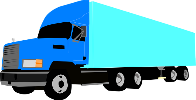 Blue Semi Truck Vector Illustration PNG with transparent background