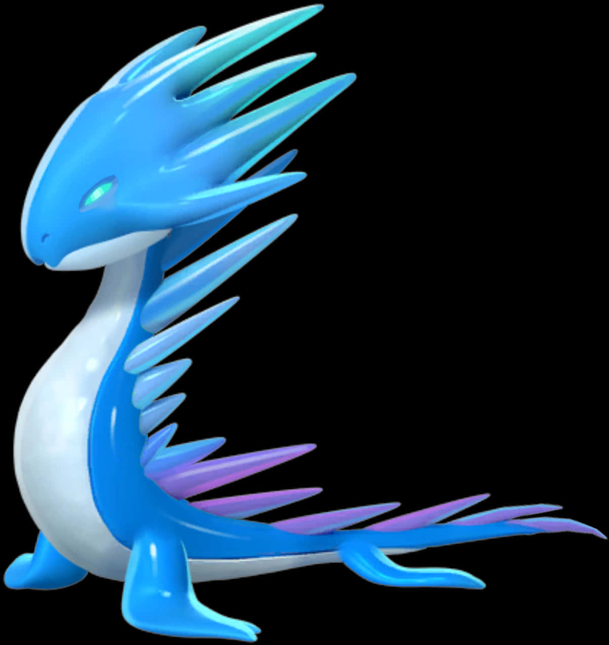 Blue Serene Dragon Creature PNG with transparent background
