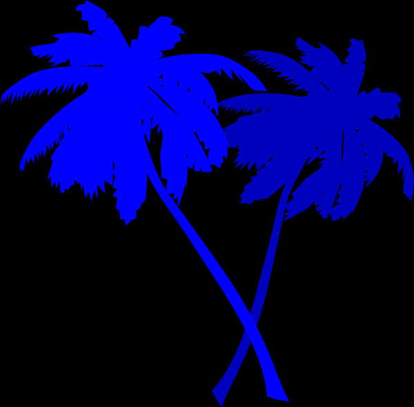 Blue Silhouette Palm Trees