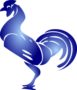 Blue Silhouette Rooster PNG with transparent background