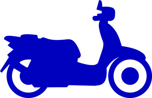 Blue Silhouette Scooter Graphic PNG with transparent background