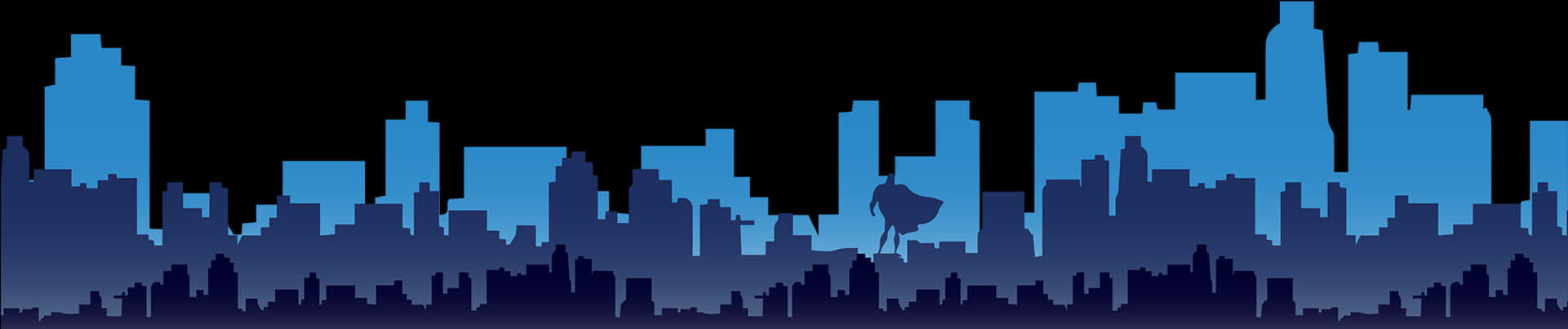 Blue Silhouette Skyline PNG with transparent background