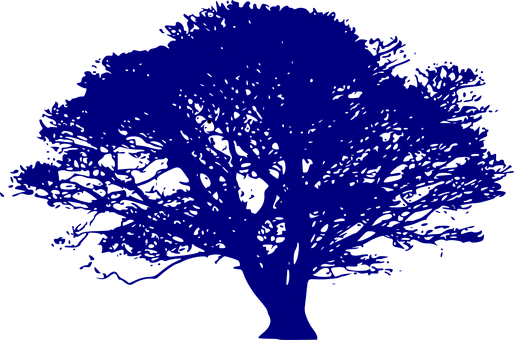 Blue Silhouette Tree Graphic