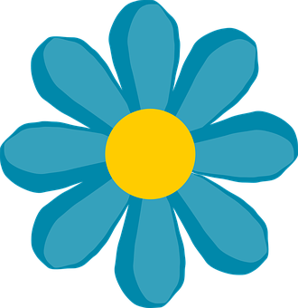 Blue Simple Flower Illustration