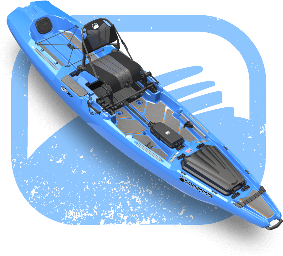 Blue Sit On Top Fishing Kayak PNG with transparent background