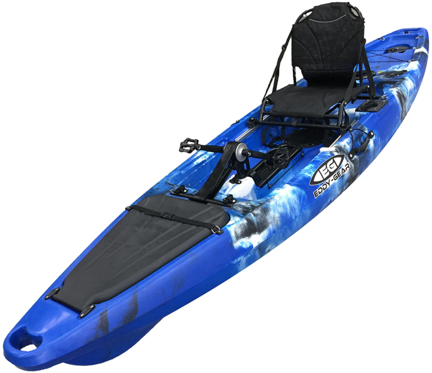 Blue Sit On Top Fishing Kayak PNG with transparent background