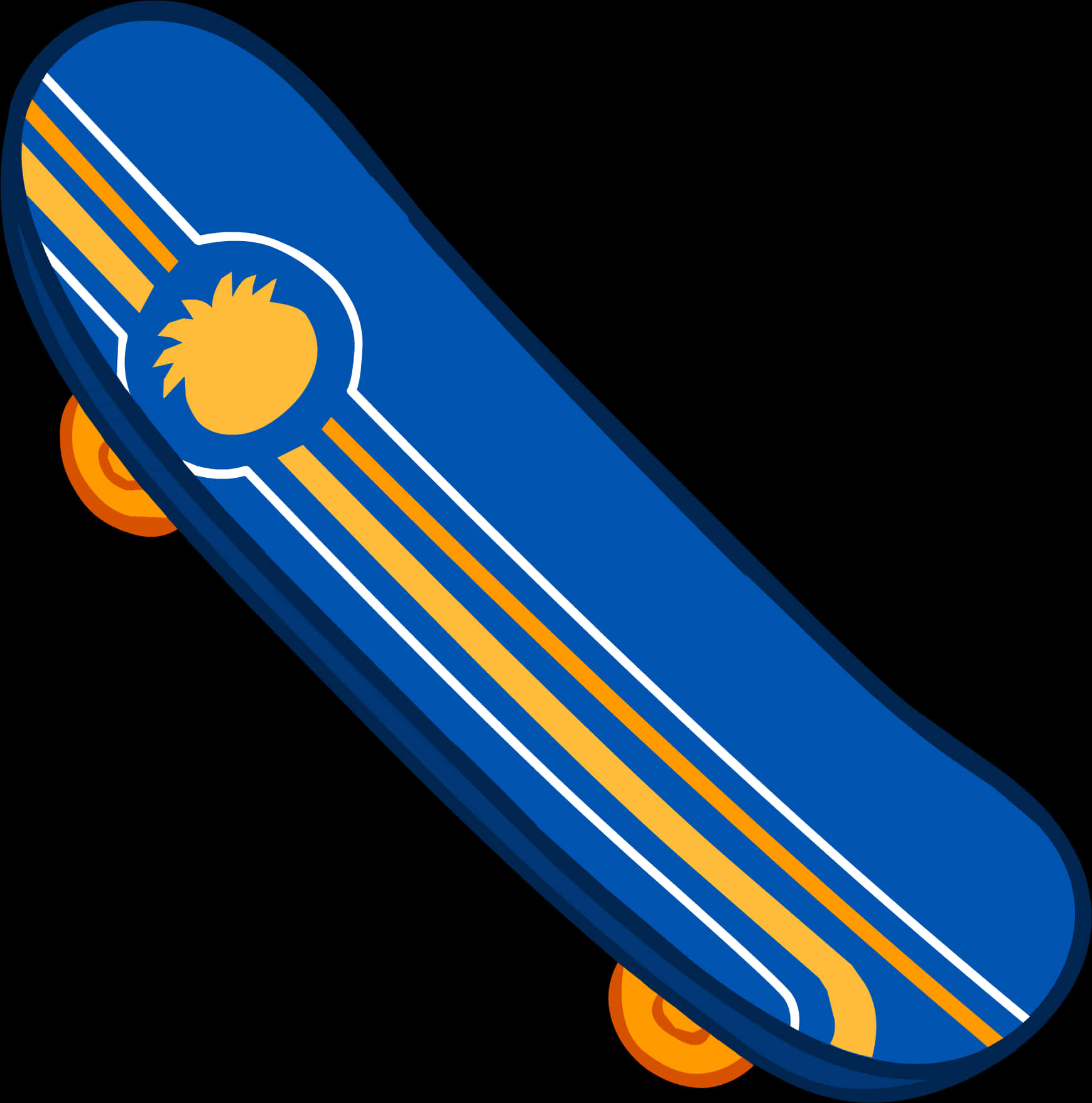 Blue Skateboard Orange Wheels Vector