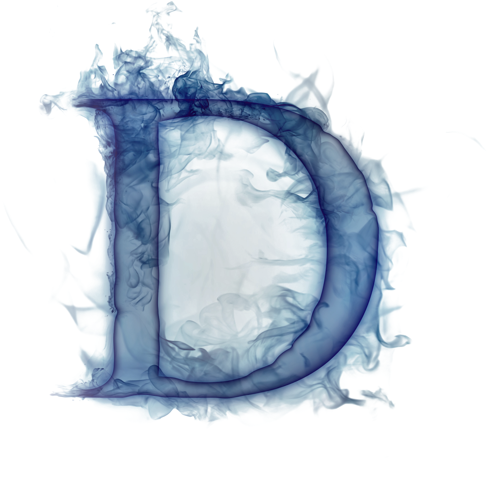 Blue Smoke Letter D Artistic Design PNG with transparent background