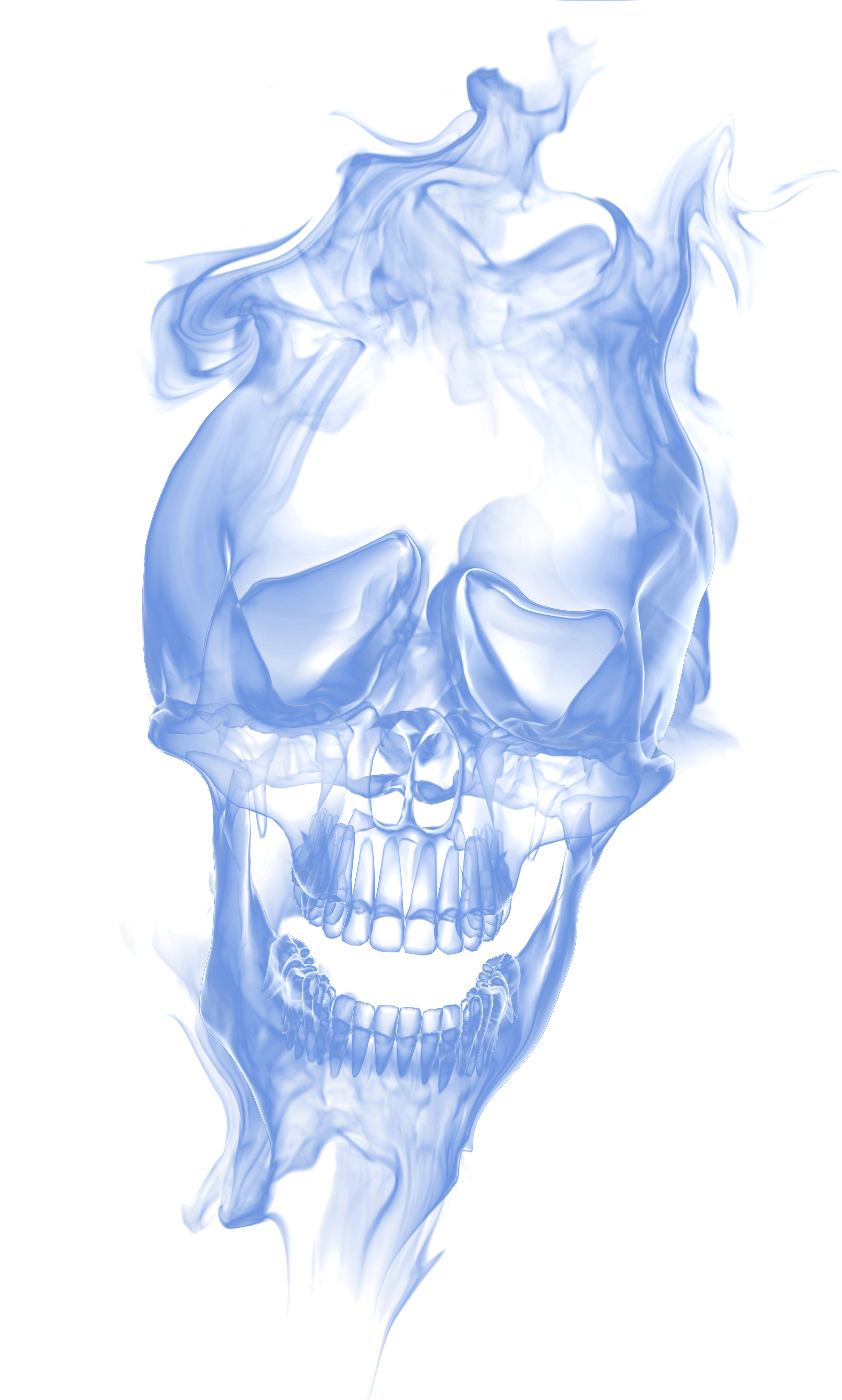 Blue Smoke Skull Art PNG with transparent background