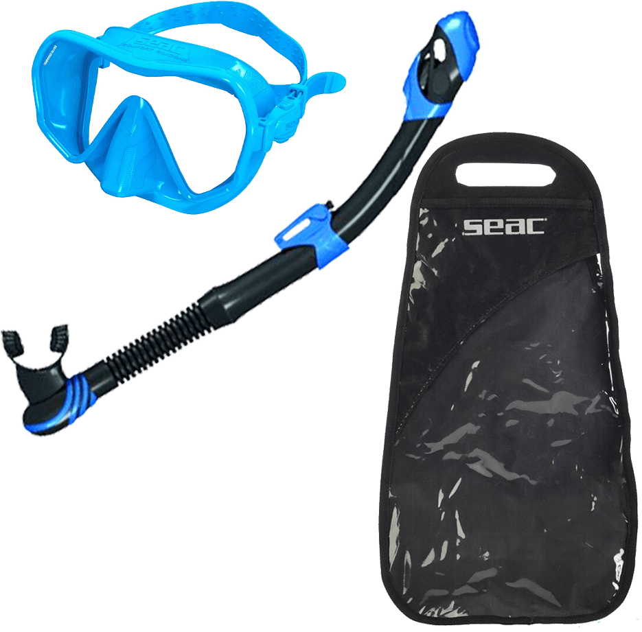 Blue Snorkeling Gearand Black Bag