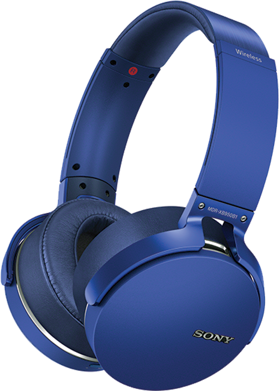 Blue Sony Wireless Headphones PNG image with a transparent background, free high-resolution download
