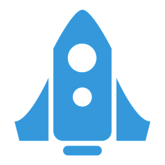 Blue Space Rocket Icon