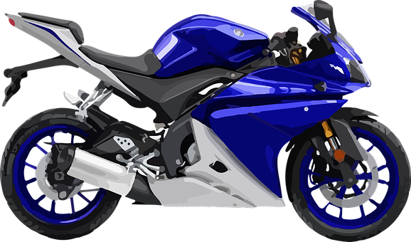 Blue Sport Motorcycle Illustration PNG with transparent background