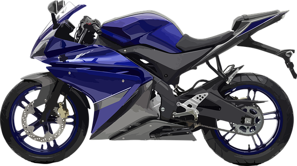 Blue Sport Motorcycle Illustration PNG with transparent background