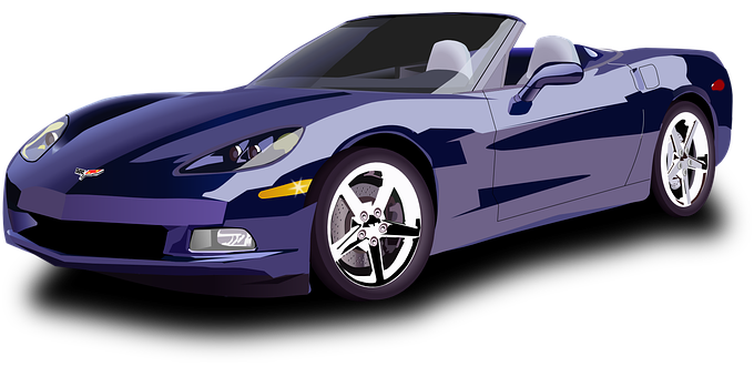 Blue Sports Car Illustration PNG with transparent background