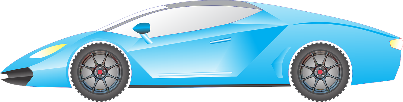 Blue Sports Car Illustration PNG with transparent background