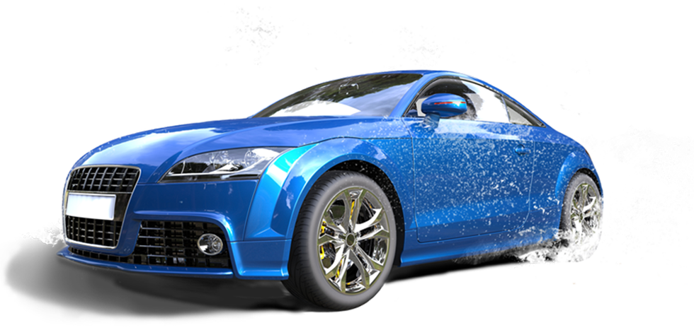 Blue Sports Car Water Splash Car Wash