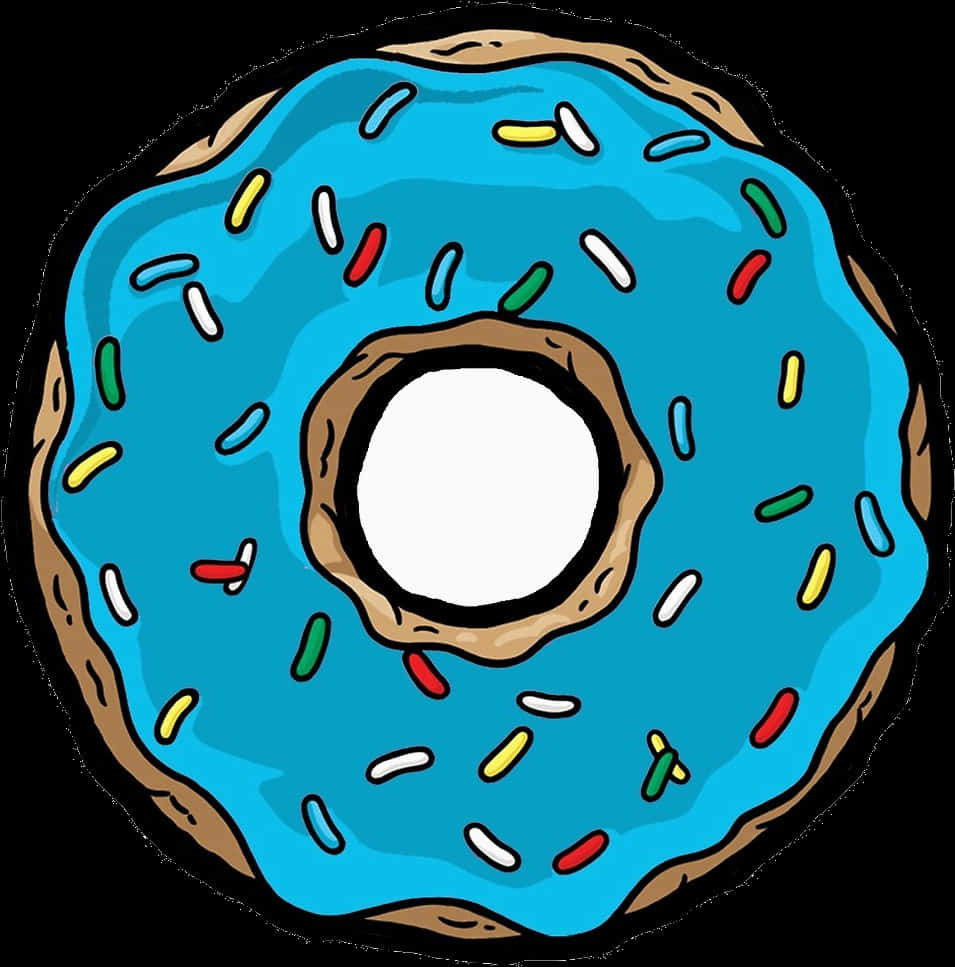 Blue Sprinkled Donut Illustration PNG with transparent background