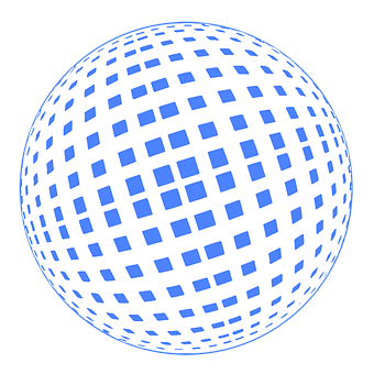 Blue Squares Sphere Illusion PNG with transparent background