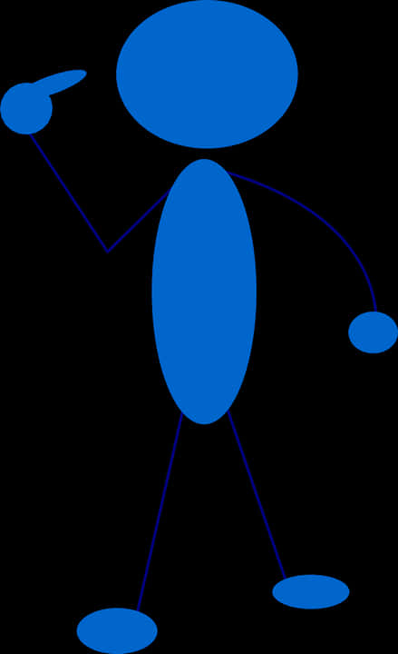 Blue Stickman Pointing Upward