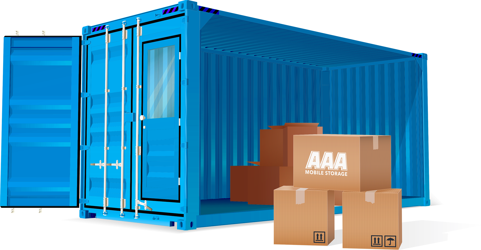 Blue Storage Containerwith Cardboard Boxes