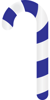 Blue Striped Candy Cane PNG with transparent background