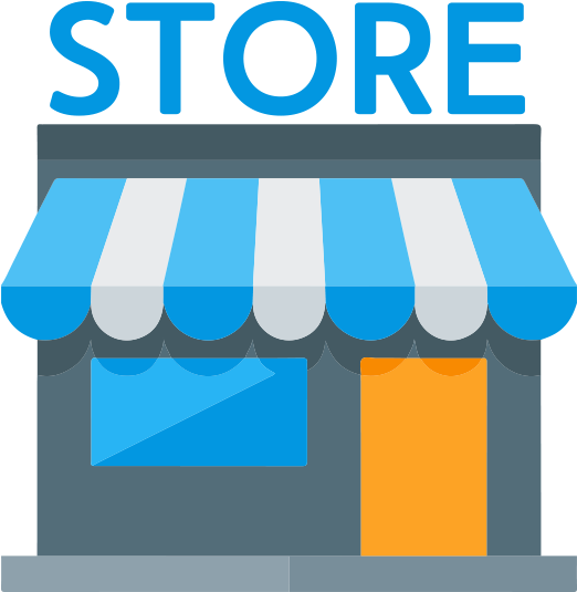 Blue Striped Storefront Icon PNG with transparent background