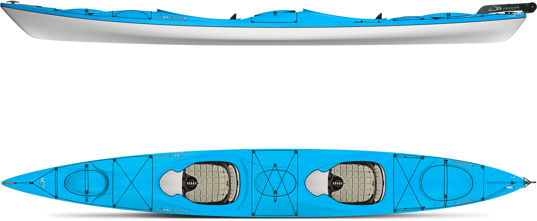Blue Tandem Kayak Top View PNG with transparent background