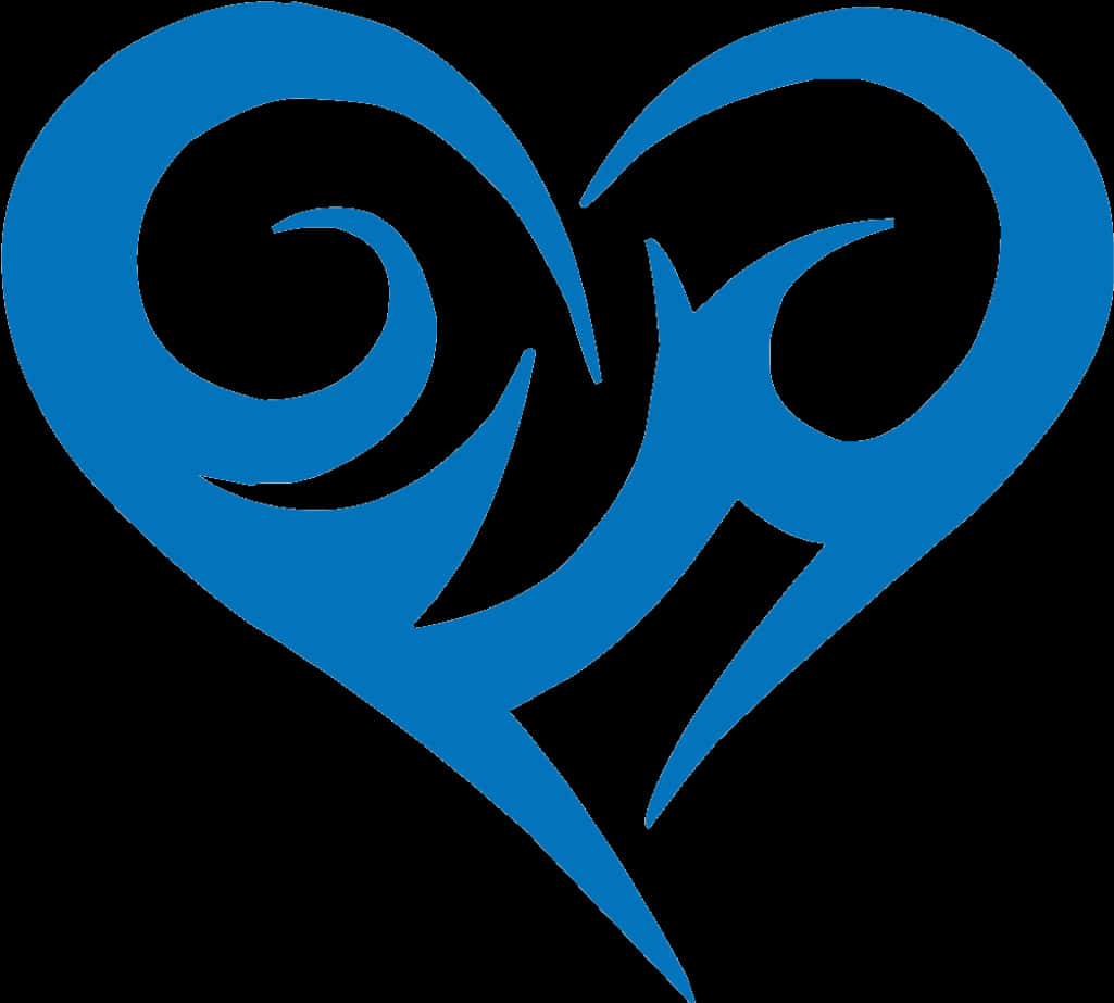 Blue Tribal Heart Tattoo Design