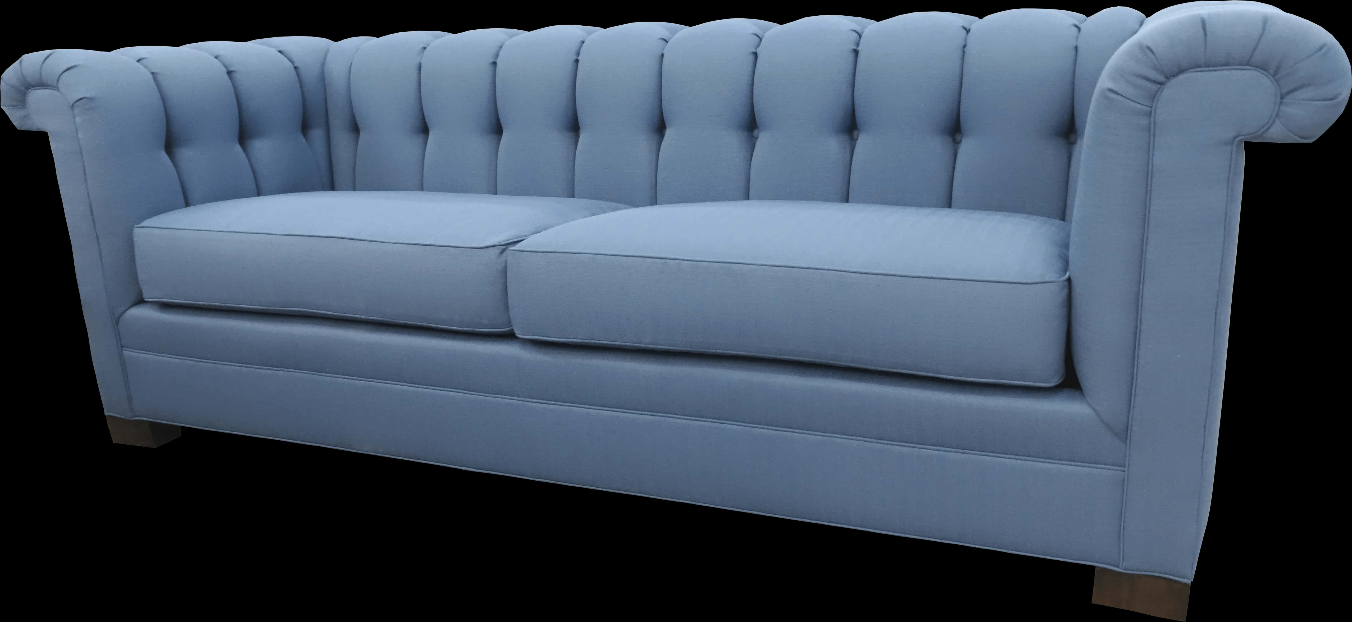 Blue Tufted Chesterfield Sofa PNG with transparent background